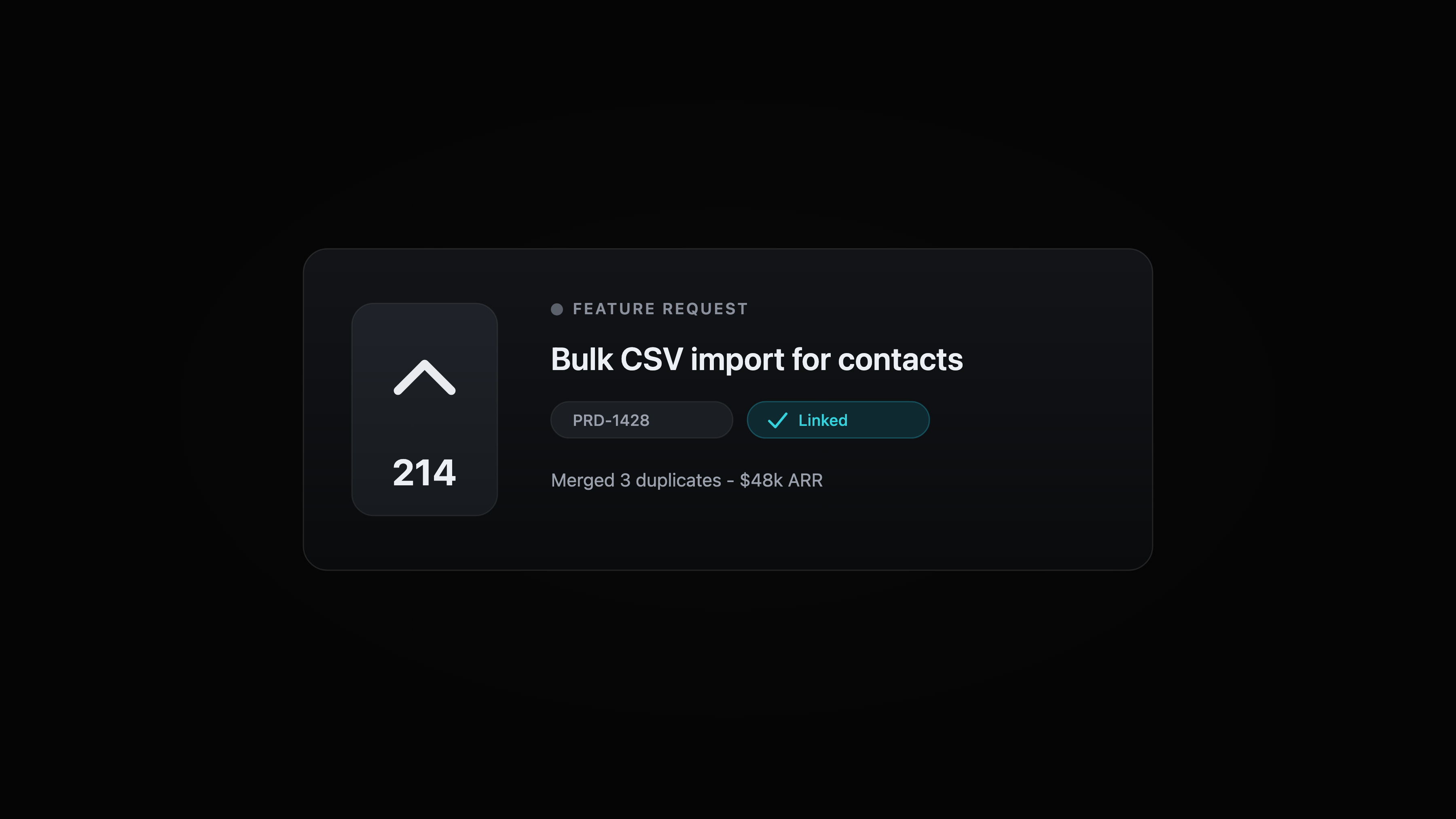 A feature request showing upvotes and a linked Linear issue